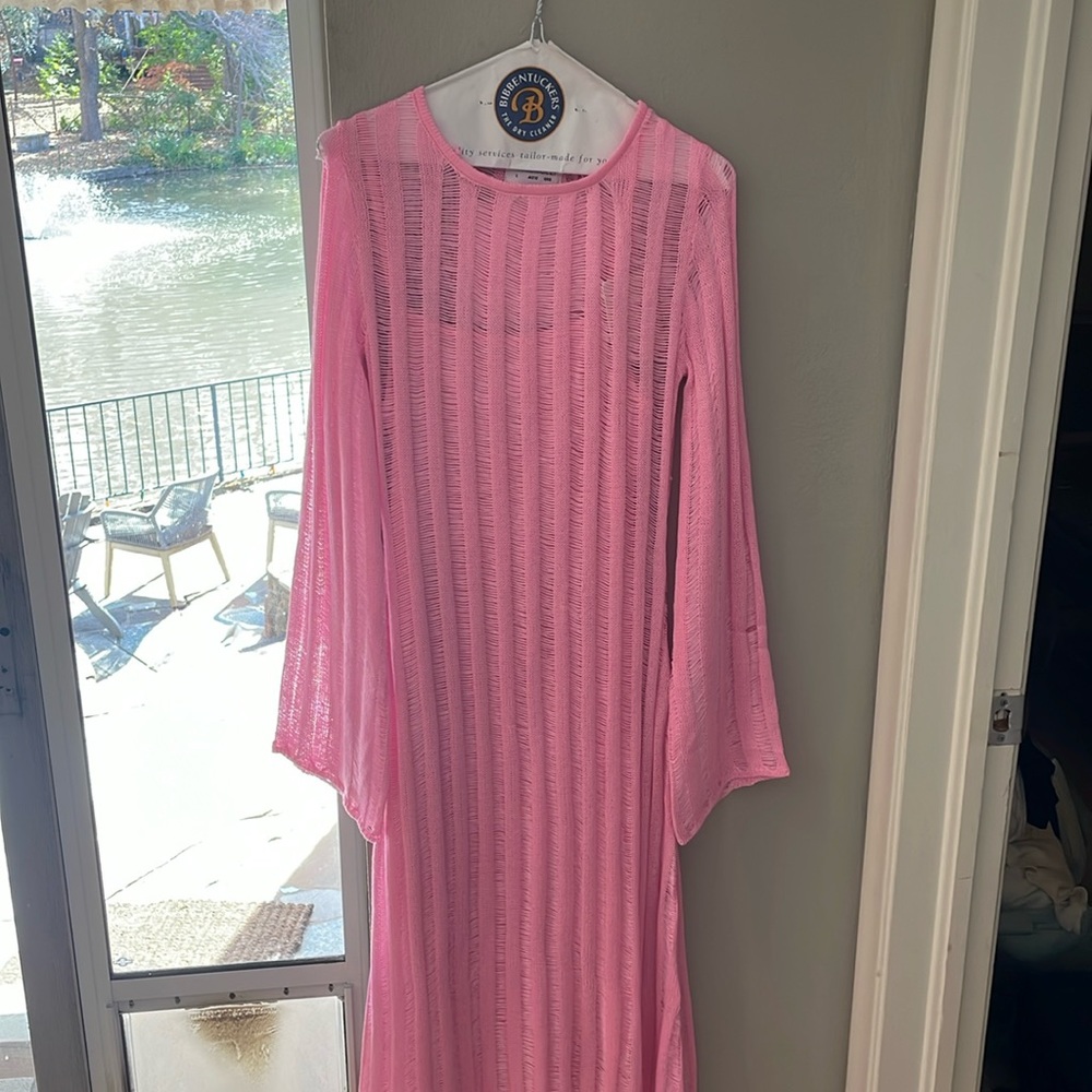 Net pink dress with attached slip